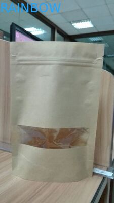 k Stand Up Custom Kraft Paper Food Packaging Bags With Rectangle Window