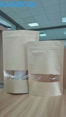 k Stand Up Custom Kraft Paper Food Packaging Bags With Rectangle Window