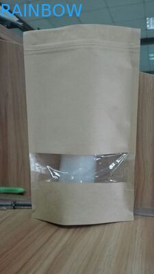 Stand Up Food Gift Pouch Customized Paper Bags With Clear Window k Resealable