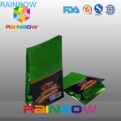 Aluminum Foil Plastic Bag , Flat Bottom 8 Seal Pouch For Snack Food / French Fries