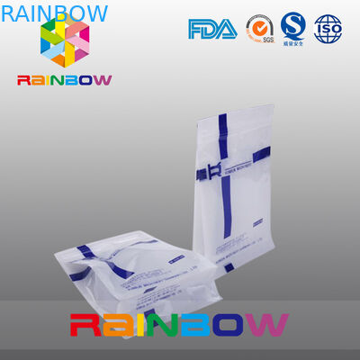 Custom Size White Qual Seal Flat Bottom Gusset Pouch With Slide k For Food Packaging