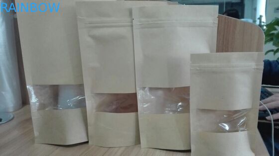 Brown k Stand Up Pouch Customized Paper Bags Food Packaging Bags With Clear Window