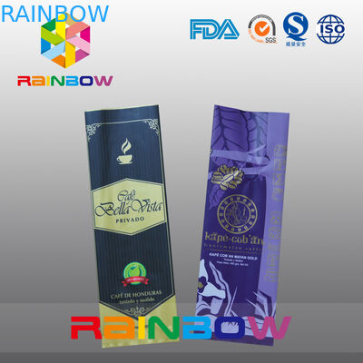 Full Printing Black Gusset Coffee Bag / Back - Side Sealed Pouch With Valve