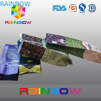 Full Printing Black Gusset Coffee Bag / Back - Side Sealed Pouch With Valve