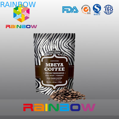 Stand Up Plastic Pouches Packaging Aluminum Foil Coffee Beans Bag With Valve And Zipper