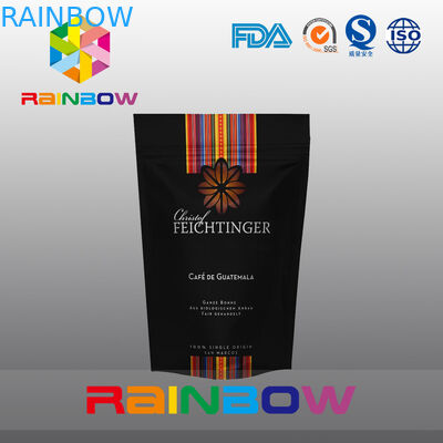 Stand Up Plastic Pouches Packaging Aluminum Foil Coffee Beans Bag With Valve And Zipper