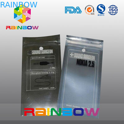 See Through Logo Printing Headset / Earphone Packaging Bags / Pouch With k