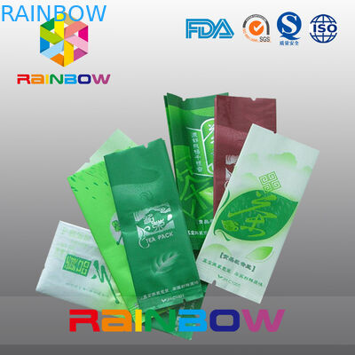 Side Gusset Tea Bags Packaging Back Center Sealing Green Aluminum Foil Heat Sealable
