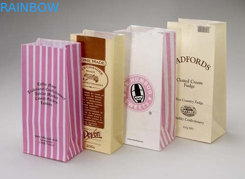 Customized Logo Kraft Paper Bags Take Away Fast Food / Bread / Shopping Bag