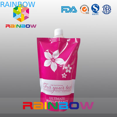 Customized Printing White Stand Up Spout Pouch For Shampoo / Liquid / Drinking Food
