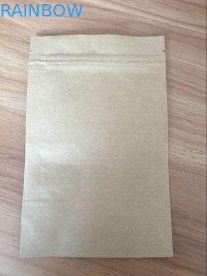Customized Paper Bags Flat Kraft Paper Lined Foil Three Side Seal Top Zip Lock Bags