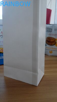 Square Bottom Tin Tie k White Kraft Paper Packaging Bag For Coffee / Snack Food