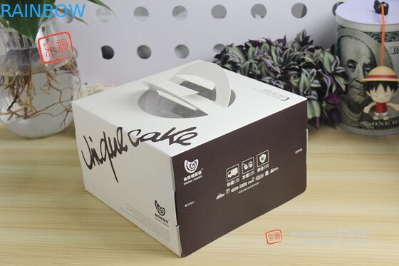 Printing Colorful Square Cake Packaging Box / Container With Die Cutting Handle