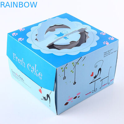 Pink Blue Square Birthday Cake Paper Box Packaging / Gift Box Customized