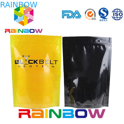 Glossy Stand Up Supplements Aluminum Foil Pouch Packaging Zip Lock Powder Bag