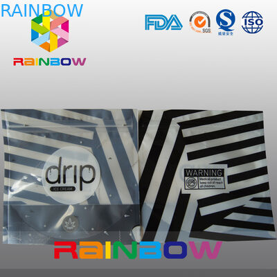 Stand Up Glossy Ice Cream Plastic Pouches Packaging With Clear Window And Zipper