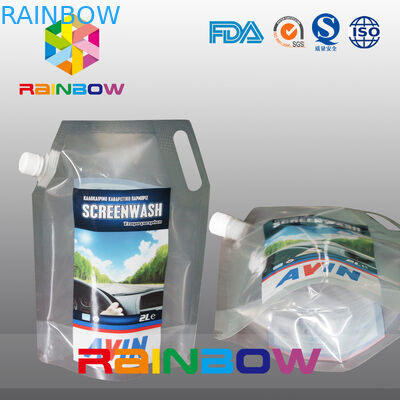 Printed Logo Custom Liquid Spout Bags Stand Up Pouch With Handle For Car Gas Oil / Gasoline
