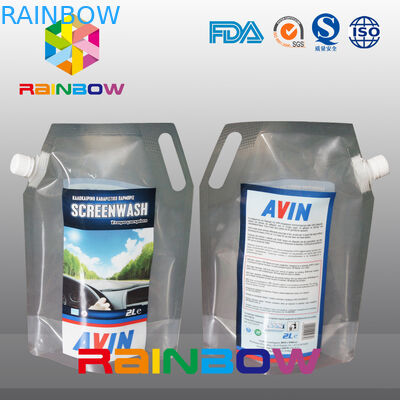 Printed Logo Custom Liquid Spout Bags Stand Up Pouch With Handle For Car Gas Oil / Gasoline