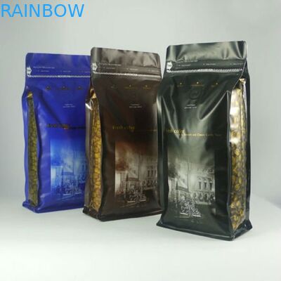 Flat Bottom Matte Finish Aluminium Foil Pouch , Silver Tin Tie Coffee Packaging Bag