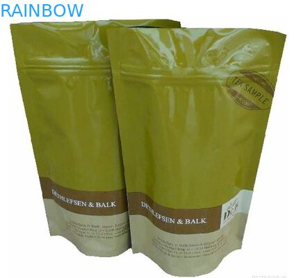 Food Grade Stand Up Aluminum Foil Plastic Bag For Tea Packaging With Zipper Top