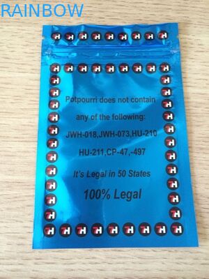 Three Sides Heat Sealed Herbal Incense Aluminum Foil Bags with Zipper