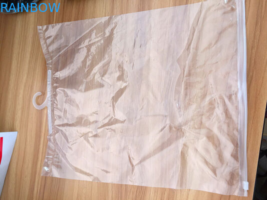 Transparent Plastic T - Shirt Clothes Packaging Bag With Sliding Zipper And Hook