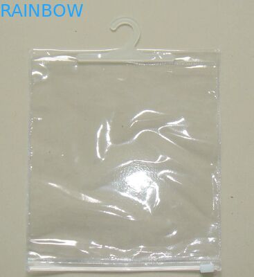 Transparent Plastic T - Shirt Clothes Packaging Bag With Sliding Zipper And Hook