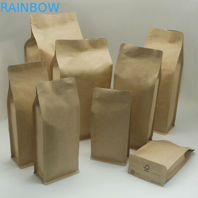 Stand Up Kraft Paper Bag Customized Paper Bags With Foil / Zipper
