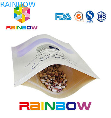 Flat Bottom Brown Customized Paper Bags / Craft Paper Bag With Zipper