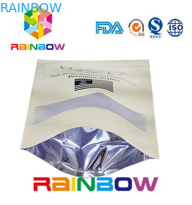 Flat Bottom Brown Customized Paper Bags / Craft Paper Bag With Zipper