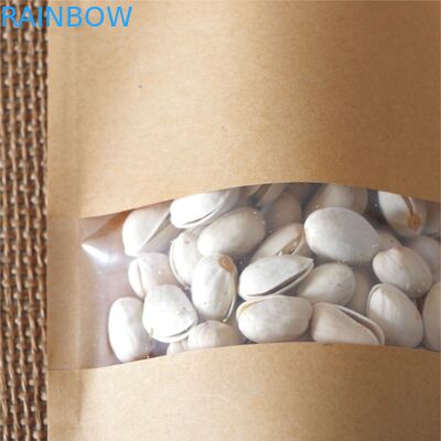 Customized Paper Bags For Snack Foods , Kraft Paper Bag For Popcorn With Window