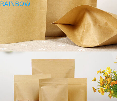 Customized Paper Bags For Snack Foods , Kraft Paper Bag For Popcorn With Window