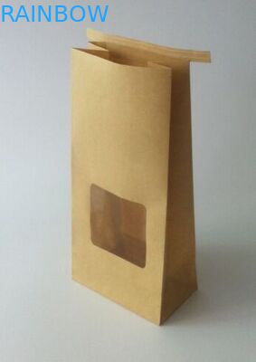 Foil Lined Snack Bag Packaging Paper Bag Kraft Paper Bags With Tin Tie And Window