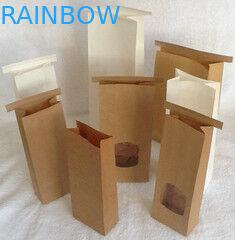 Brown Kraft Paper Bag Withtin Tie And Front Window For Food Packaging And Display