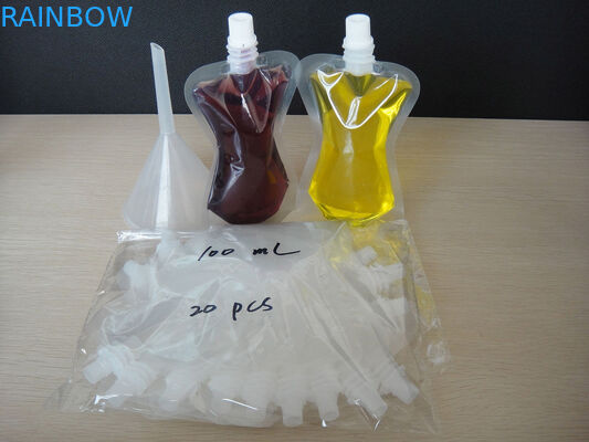 4oz 8oz 16oz 32oz PA/PE Stand up Transparent  Spout Bag for Wine Packaging