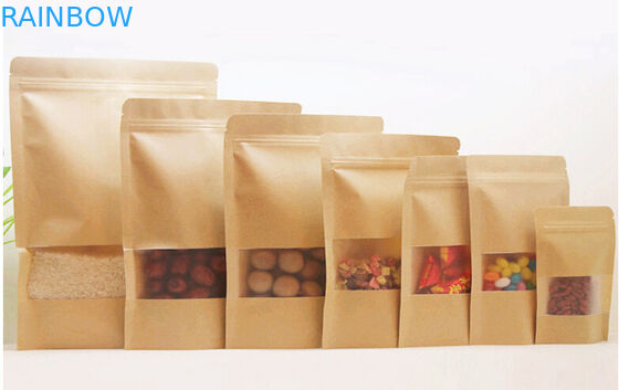 Food grade customized Kraft Paper Packaging with clear window , FDA / SGS