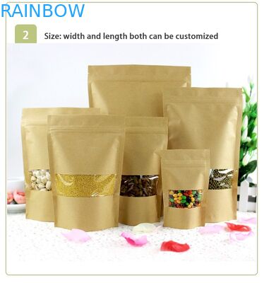 Food Grade Kraft Paper Bag With Clear Window / Mylay Bag For Bean , Candy , Bread , Coffee