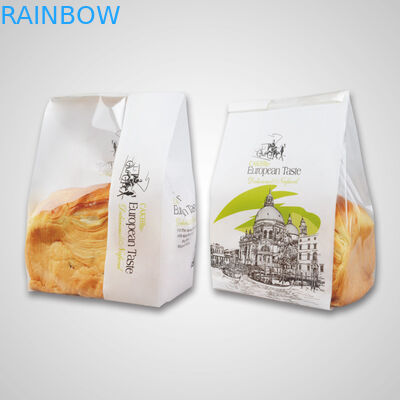 White Kraft Paper Bag For Bread / Stand Up Pouches With Mylar And Clear Window