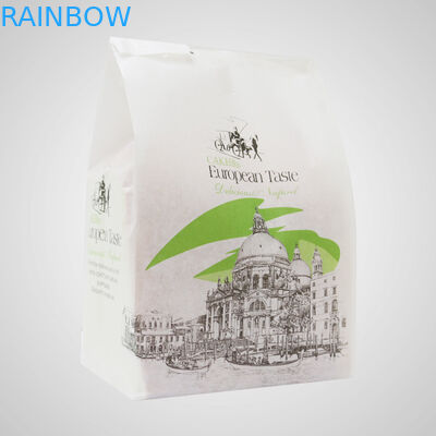 White Kraft Paper Bag For Bread / Stand Up Pouches With Mylar And Clear Window