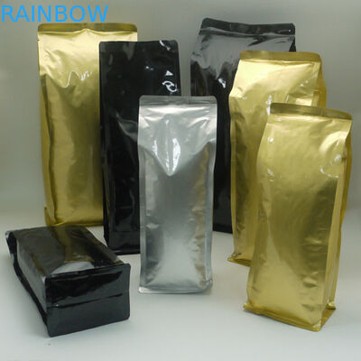 Flat Bottom Kraft Paper Coffee Pouch Heat Sealed Food Grade Packaging