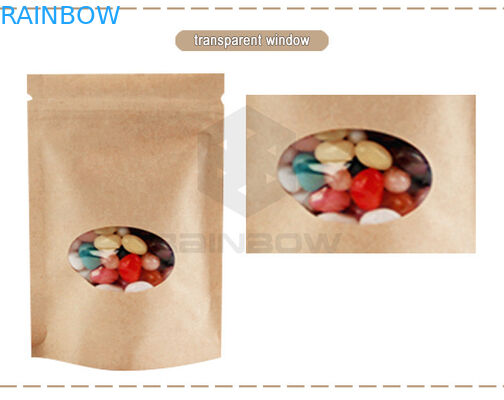 k Stand Up Pouch Kraft Brown Paper Bag For Dry Fruit Nut Candy Packaging