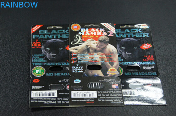 Custom printed black panther blister card sex pills packaging and black panther box packaging