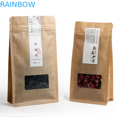 Moisture Proof Flat Bottom Laminated Tea Bags Packaging With Zipper And Window