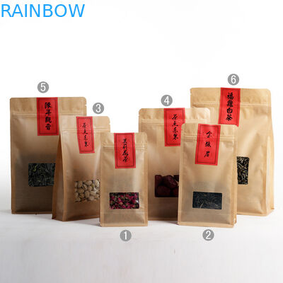 Moisture Proof Flat Bottom Laminated Tea Bags Packaging With Zipper And Window