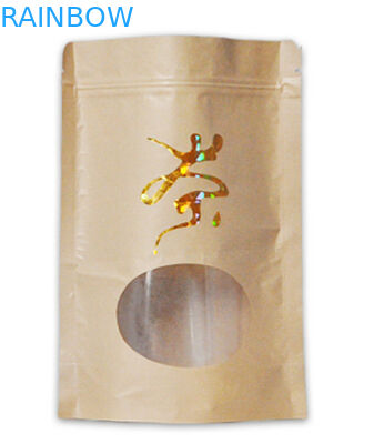 custom printed flat bottom high quality  kraft paper bag for tea/coffee packaging with zipper k mylar and window