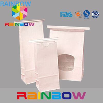 White Kraft Paper Flat Bottom Window Bags With Tin Tie , Chia Seed Packaging