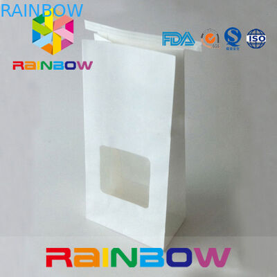 Tin Tie Top Kraft Customized Paper Bags With Window For Flower Seed Tea Packing