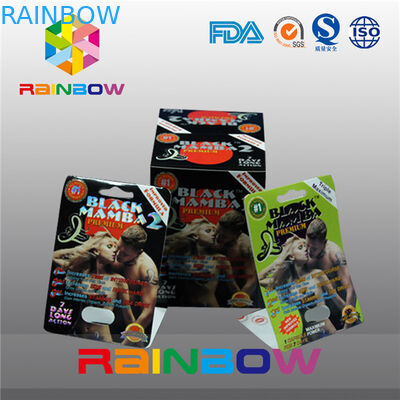 Custom Printing Thunder Bull Pills Blister Card Packaging Boxes With Butterfly Hole