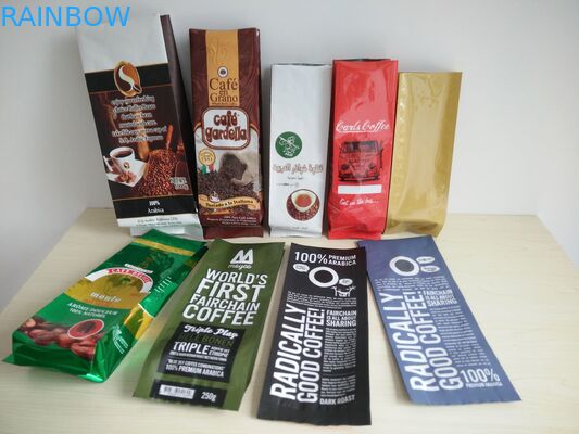 Aluminum Foil Coffee Bag With Valve / Coffee Beans Plastic Pouches Packaging 250g 500g 1000g