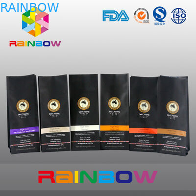 Black 70g 100g 250g 500g Plastic Pouches Packaging Stand Up Coffee Bean Bag With Valve